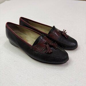 Johnston Murphy Domani Mens Tassel Loafers Brown Black Woven Dress Shoes 9.5 M
